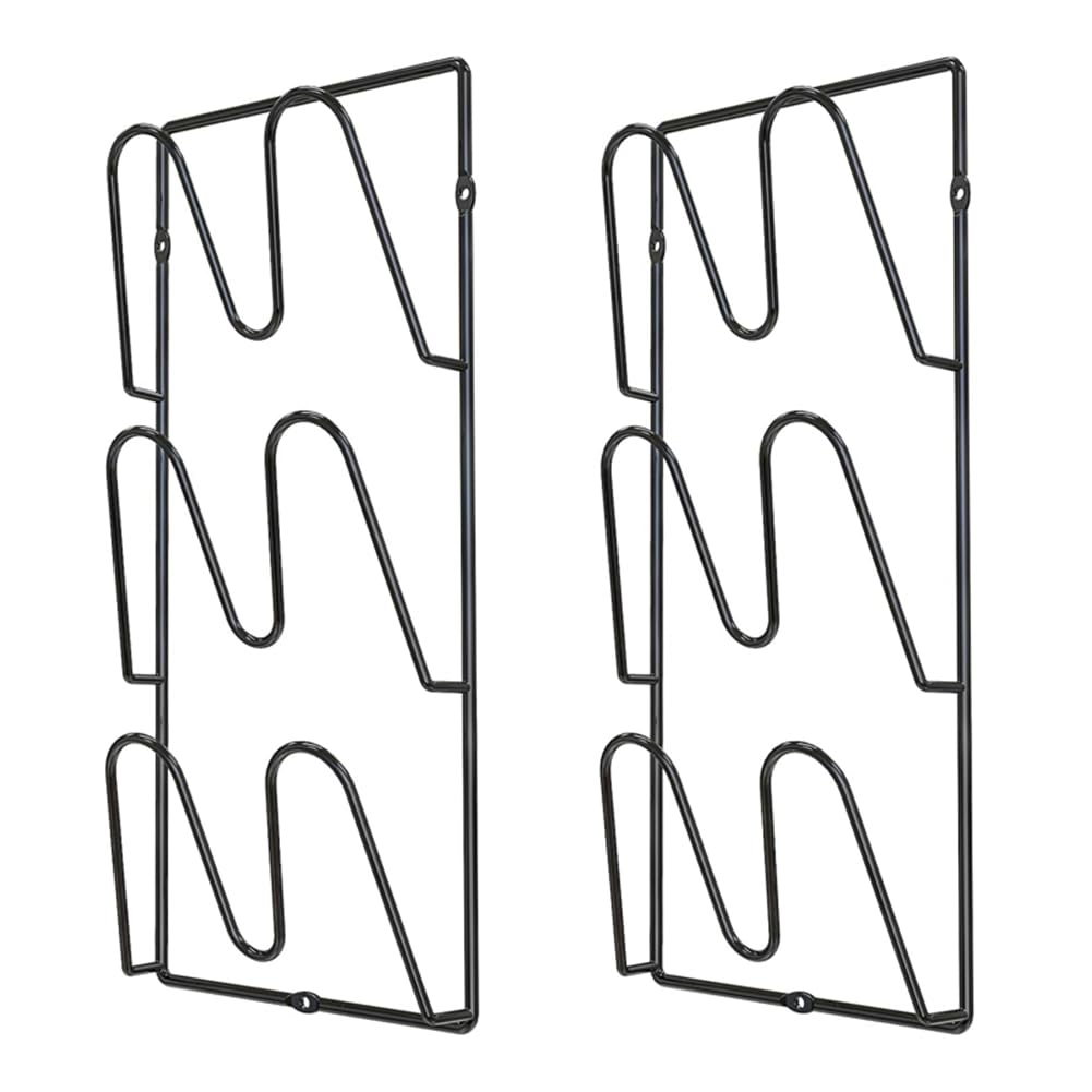 Ginobili 2-Pack Pot Lid Holders for Kitchen Cabinet - Wall-Mounted or Door-Mounted Lid Organizer Rack Black Pot Lid Holder