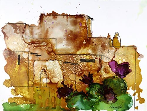 santa fe, adobe, pueblo, alcohol ink , taos, cactus