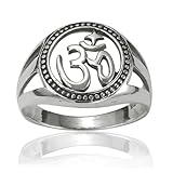 925 Sterling Silver Yoga, Om, Ohm, Aum, India Symbol Band Ring - Nickel Free