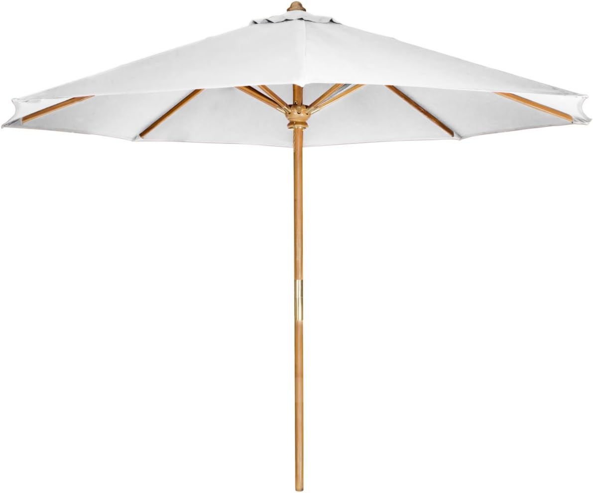 All Things Cedar TU90W Teak Market Table Umbrella, White