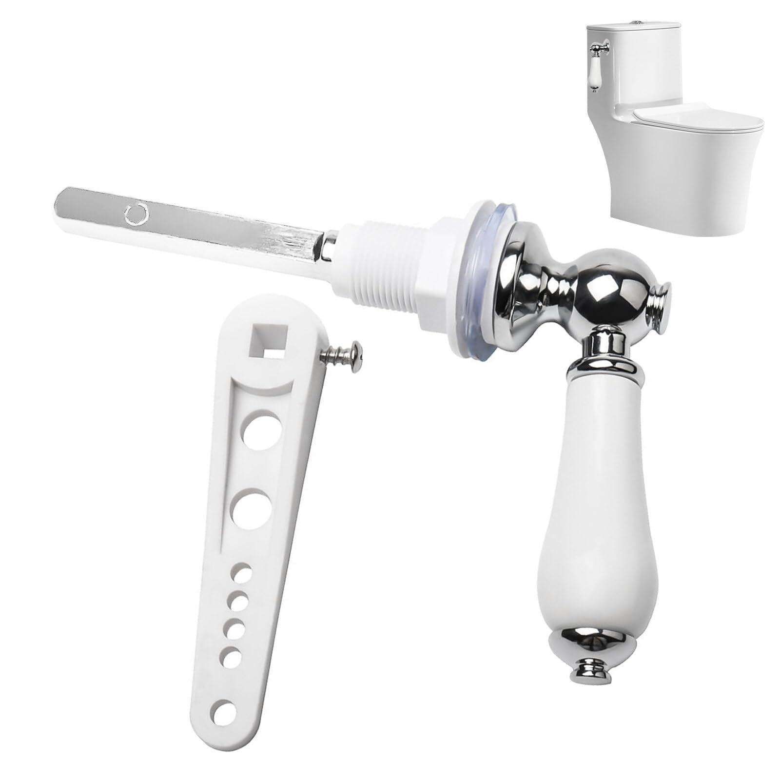 ZONJIE Ceramic Toilet Flush Handle - Toilet Handles Flush Lever, Toilet Flush Handle Replacement, Universal Fit Toilet Cistern Handle Chrome Plated Metal Handle for Toilet Cistern Tank Lever