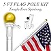 Anley 5 Feet Wall Mount Flagpole, Aluminum Flag Pole with Rotating Rings - Weather Resistant & Rust Free - Gold Ball Top