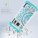 Galaxy S7 Case, HengTech (TM) Premium Durable Dual Layer Hard amp and Soft Hybrid Rhinestone Bling Armor Defender [ Anti Scratch ] Phone Case Cover Shell (White/Turquoise)