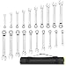 FIXKIT 20-Piece Ratcheting Wrench Set Ratchet Wrenches Set, Professional Superior Quality Chrome Vanadium Steel SAE & Metric Combination Ended Standard Kit with Portable Suspended Canvas Bag primary