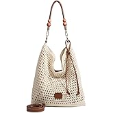 COAIMANEY Large Capacity Crochet Knitted Summer Tote, Woven Beach Shoulder Bag, Bohemian Hollow Purses for Shopping Vacation