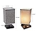 LED Fabric Bedside Table Lamp, Minimalist Solid Wood Table Lamp, Bedside Desk Lamp Square Nightstand Lamp with Flaxen Fabric Shade for Bedroom, Living Room, Kids Room, College Dorm, Coffee Table(Grey)