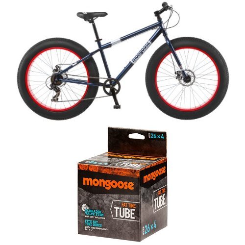 Mongoose Men's Dolomite Fat Boys Tire Cruiser Bike, Blue, 26 inch and Mongoose MG78253-6 Fat Tire Tube, 26 x 4.0