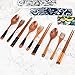 DaveandAthena 3 Set Wooden Flatware Tableware Cutlery Set Travel Utensils Reusable Flatware Wooden Chopsticks Spoon Fork with Pouch for Trave Camping Home and Office