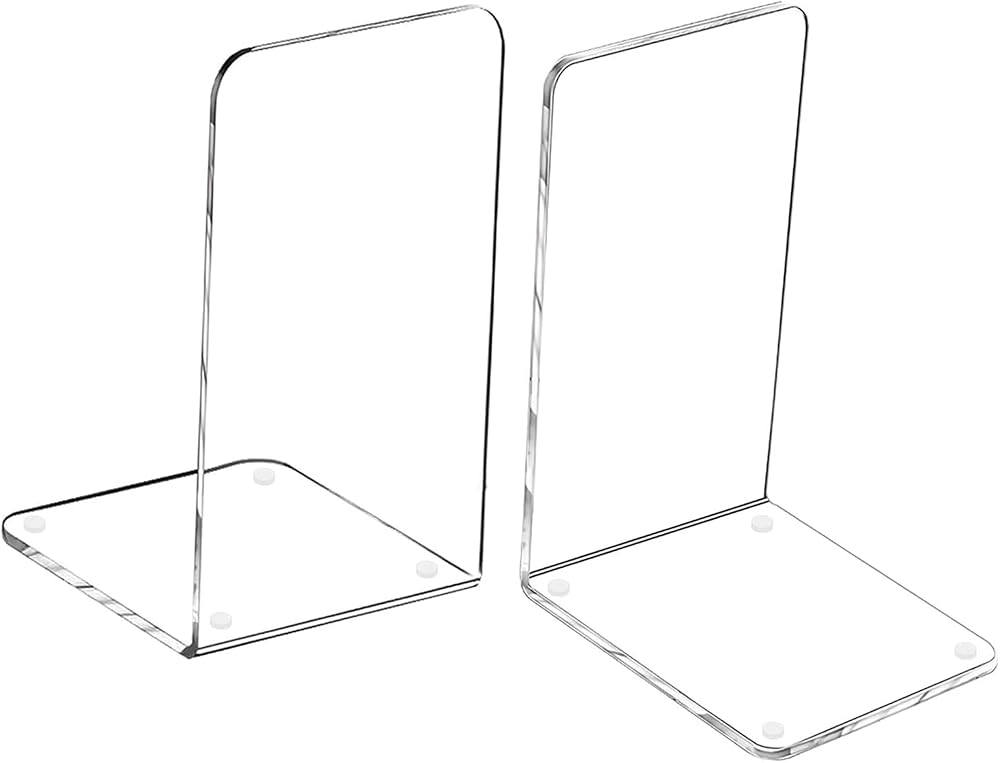 MerryNine Acrylic Bookends - Decorative Office & Home Organizer Pair