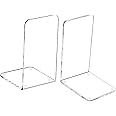 MerryNine Clear Book Ends 2pcs, Acrylic Bookends for Shelves, Non-Slip Bookend Decorative for Heavy Duty Book, Books Holder Stopper for Kids, Bookshelf Dividers Books Organizer for Office Home School