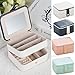 Jewelry Organizer Box-Nasion.V Travel Portable Jewelry Storage Case Accessories Holder Pouch Bulit-in Mirror with Environmental Faux Leather for Earring,Lipstick,Necklace,Bracelet,Rings Light Blue