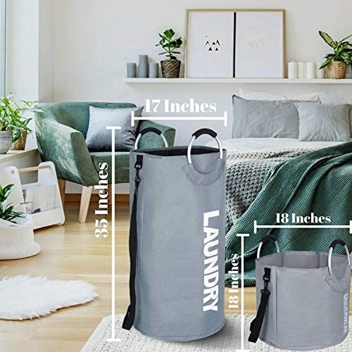 Clorso X-Large Laundry Basket Bundle with Small Bag for Delicates, Collapsible Fabric Laundry Hamper, Foldable Clothes Bag, Folding Washing Bin (Gray)