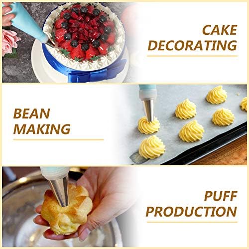 BELSVOR Douille Patisserie 34 Pièces, Douille à Pâtisserie en Acier Inoxydable, Douille Patisserie pour Decoration(24 Douilles, 2 Poches, 2 Coupleur, 2 Clous, 2 Brosse, 1 Ciseaux, 1 Boîte Rangement)