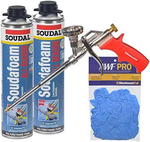 All Season Window &amp; Door Foam Kit with Foam Gun, and Nitrile Gloves