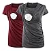Ecavus Women's Ruched Side-Shirred Nursing Top Short Long Sleeve Breastfeeding Tee Shirt
