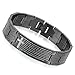 Flongo Men's Vintage Stainless Steel Black Cross Black English Bible Lords Prayer Link Wrist Bracelet, 8.3 inch