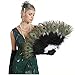 JaosWish Peacock Black Feather Dance Fan Decorative Vintage Flapper Accessories for Roaring 20s Gatsby Party Prom