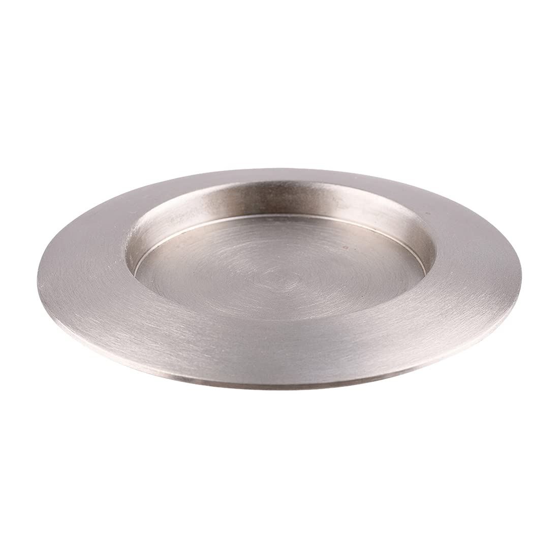NKlaus candle plate round Ø13cm brass nickel plated candle holder silver matt coaster 10616