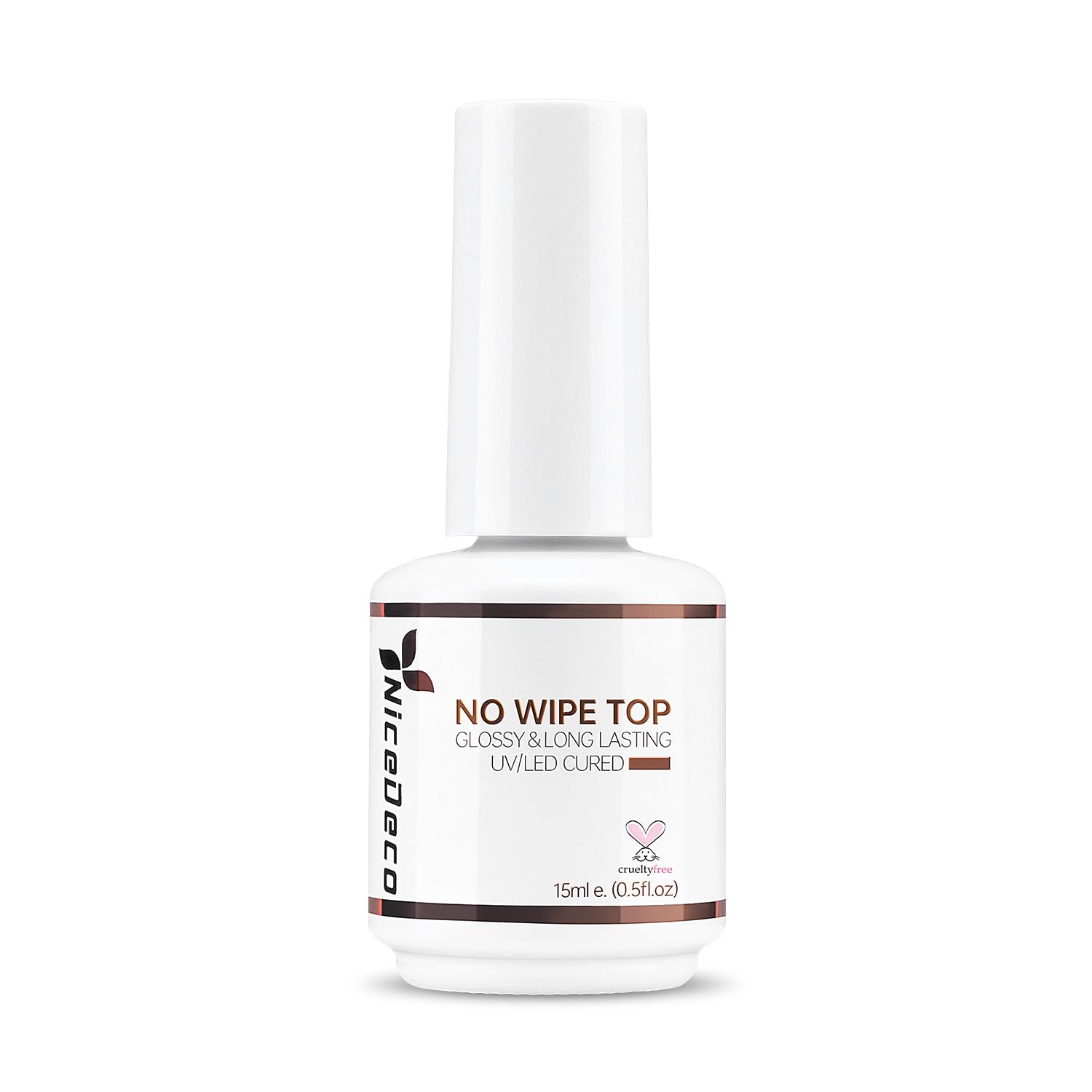 Nicedeco No Wipe Gel Top Coat Polish – 15ML Clear Nail Gel, Long-Lasting Glossy Shine Finish for DIY Nail Art at Home