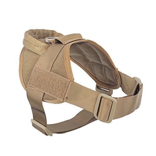 Yisibo Tactical K9 Dog Harness Vest Nylon Adjustable Service Patrol Training Dog Vest with Handle for Small Large Dog Coyote Brown S