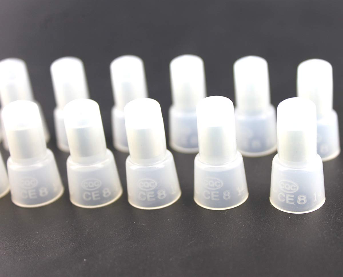 Rextin 100pcs CE8 Transparent Protective Closed End Wire Crimp Connector Cap (CE8)