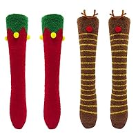 2 Pairs Pack Children Stockings Winter Leg Warmers Fuzzy Animal Girls