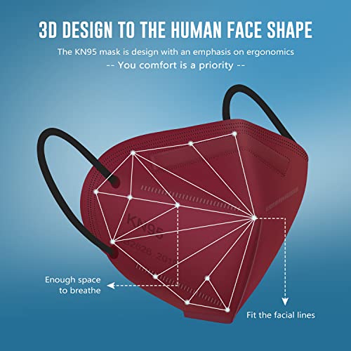 WWDOLL KN95 Face Mask 50 PCs, Multiple Colour 5 Layers KN95 Masks