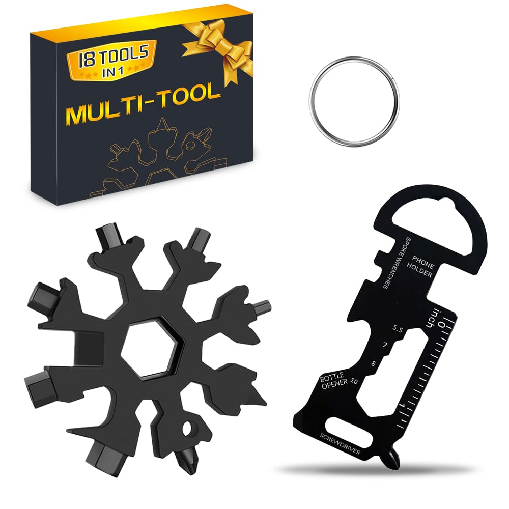 Photo 1 of 18 in 1 Snowflake Multitool & 8 in 1 Card Tool Stocking Stuffers for Men Christmas Gifts, Multi Tools for Dad from Daughter Son, Gifts for Men (black)