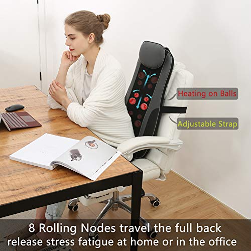 Sotion Shiatsu Back Massager for Chair Seat Massage Cushion with Heat, Deep Kneading Rolling Vibration Massage Chair Pad, Relief Pain and Fatigue from Back, Lumbar, Highs