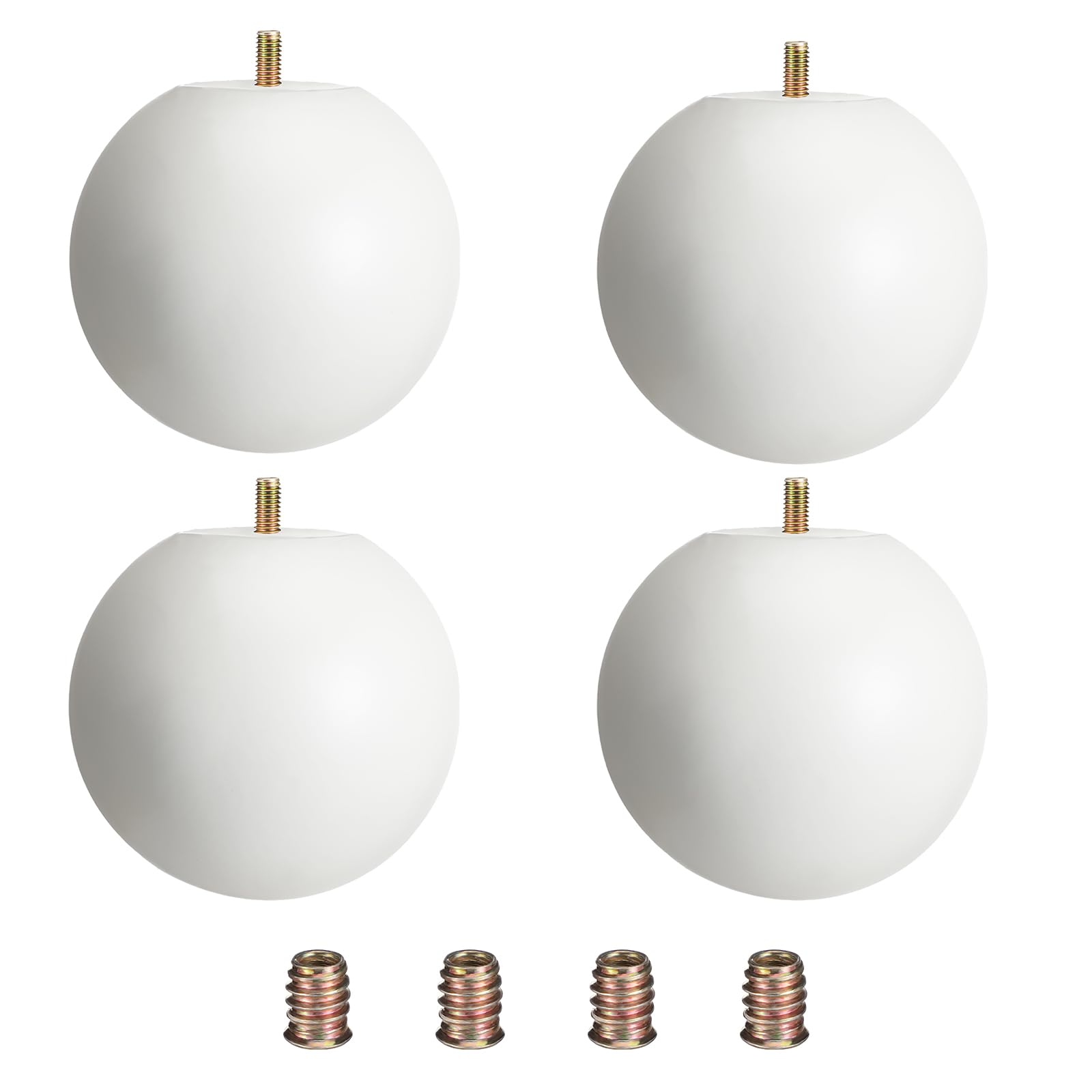 Photo 1 of Threehoney 4 Pcs 3 Inch Bun Feet for Furniture DIY Replacement Plastic White Furniture Legs Couch Legs Replacement for Sofas Chairs Cabinets Dressers Beds(7.5 cm,Spherical)