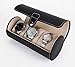 Iremico Faux Leather 3 Pcs Roll Watch Organizer Bracelets Storage Case-Black