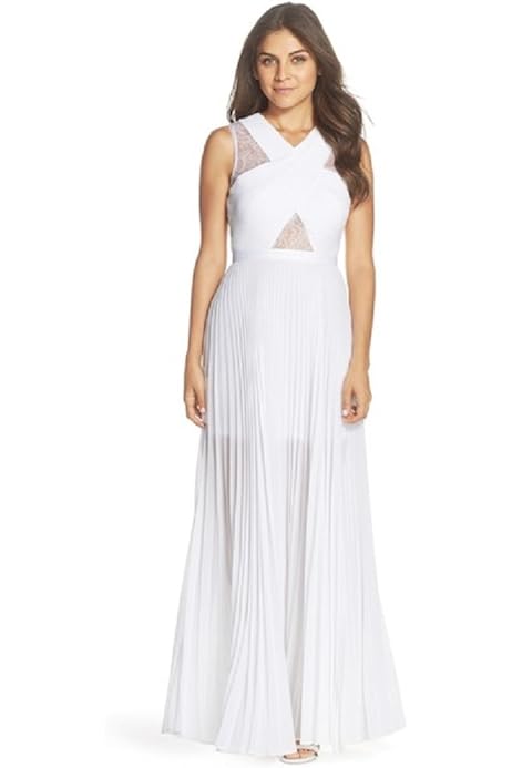 white bcbg gown