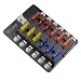 12-Way Boat Fuse Block with LED Warning Indicator Damp-Proof Cover WUPP Automotive Fuse Panel for Car Marine RV Truck DC 12-24V primary