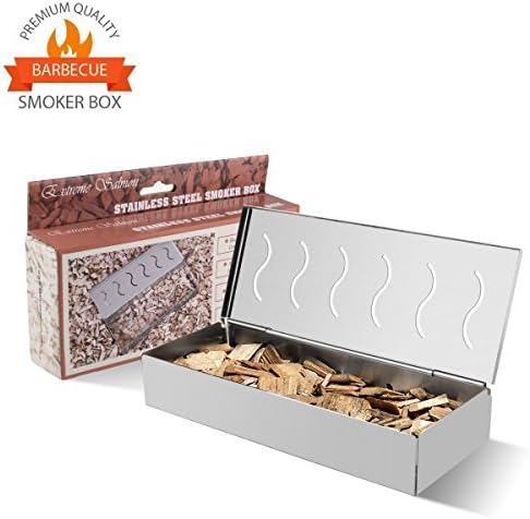 Smoker Box, Barbecue Grill Smoker Box Stainless Steel Charcoal Gas BBQ Meat Smoking with Hinged Lid Wood Chip Smoker Boxes - Best Grilling Accessories Utensils Gift