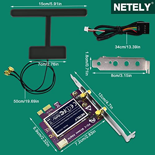 NETELY 802.11AX WiFi 6E 5400Mbps PCIE WiFi Adapter for Windows 10/11
