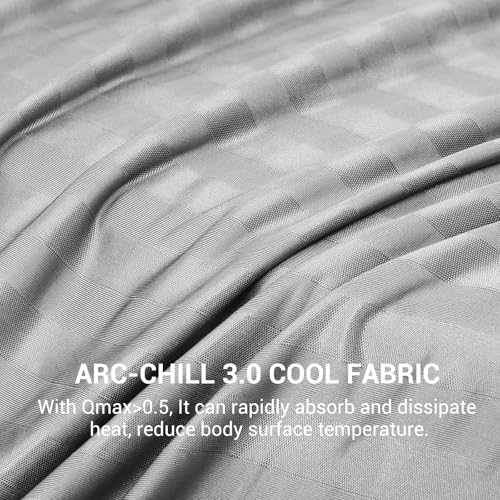 Elegear Couverture Rafraichissante d'été, Fibre de Refroidissement Arc-Chill 3.0 Japonaise Q-Max>0,5 Double Face Absorber Chaleur Corporelle Couverture Ete Légère pour Lit, Gris Clair Rayé 200x220cm