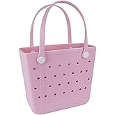 UeKeKicg Medium Rubber Beach Bag, Waterproof Tote Bags Washable Sand-proof Travel Hand Bags for Pool Boat Work Sports