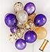 Sogorge 110 Party Balloons + 100 Yards Gold Curling Ribbon Roll Set 34 Gold Balloons | 33 White Balloons | 33 Purple Balloons | 10 Gold Confetti Balloons - 12-Inch Opaque Latex Balloons for Parties