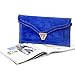 b.m.c BMC Womens Sapphire Blue Textured PU Faux Leather Suede Topped Envelope Flap Handbag Fashion Clutch