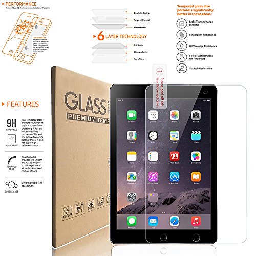 KIQ Tempered Glass Screen Protector for Apple iPad Mini 4, 0.30mm Smooth Edge Case-Friendly 9H Hardness Anti-Scratch Self-Adhere Easy-to-Install Includes Cleaner