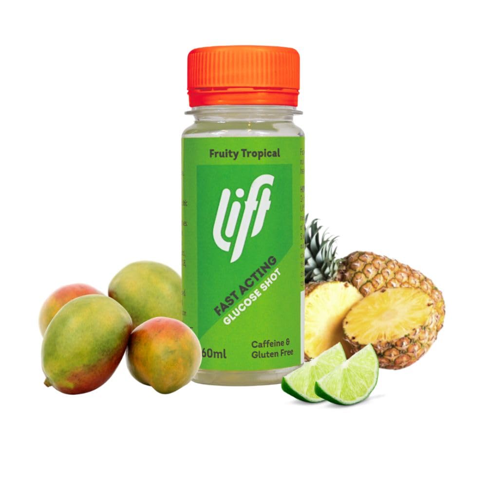 Lift Fast-Acting Glucose Energy Juice Shots, Tropical, 12 Pack of 60 ml Bottles