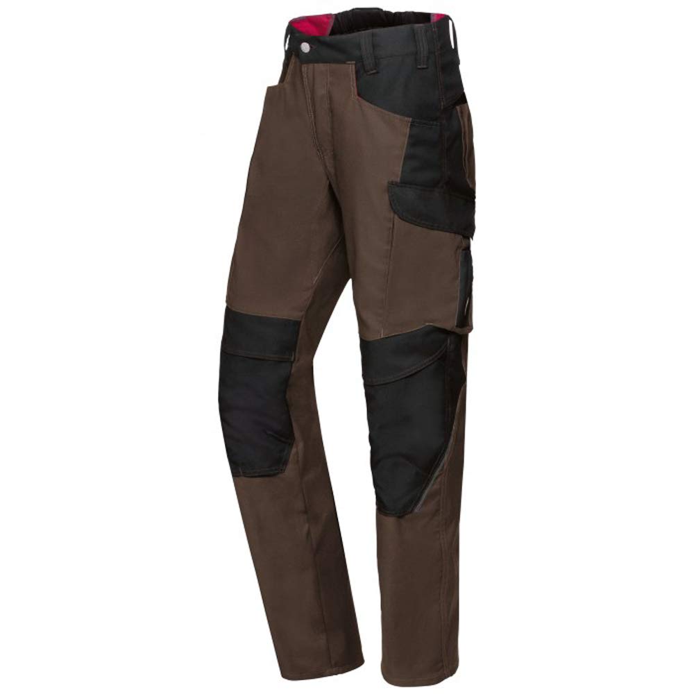 BP 1820-565-4832-33L Fabric Blend with Stretch Work Trousers for Men, High Waist at Back, 65% Polyester/35% Cotton, Brown/Black, 33L Size