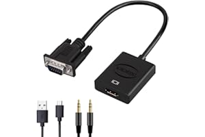 WJBCNEENT VGA to HDMI Adapter Converter 1080P with Audio USB Power Cable for Monitors HDTV Projector Desktop, Plug and Play N