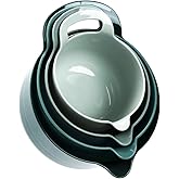 BoxedHome 4 Pack Nesting Mixing Bowl with Pour Spout and Handle, BPA free Microwave & Dishwasher Safe(Green, 4 Pack with Handle)