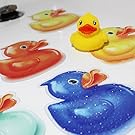 Non-Slip Bathtub or Shower Stickers Safety Adhesive Duck | Non-Toxic, Anti-Bacterial, Mold & Mildew Resistant, Large Surface Area - 6" Diameter | Rubber Ducky | Great Baby Shower Gift by SlipRx USA