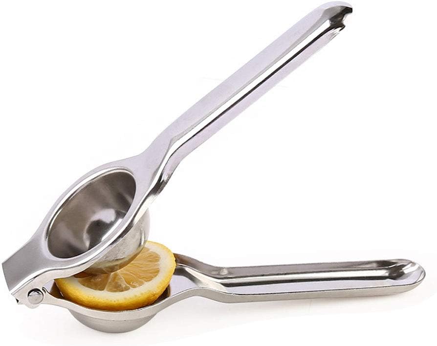 Lemon Squeezer ，Manual Citrus Press Juicer， Manual Juicer Heavy Duty Solid Metal Squeezer -Lemon Juicer,Lime Squeezer， 304 Stainless Steel with Silicone Handles,