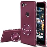 Google Pixel 2 XL Case, Glitter Girls Phone Cases with Kickstand Ring Stand Girly Slim Luxury Rhinestone Diamond Sparkle Bling Google Pixel 2 XL Case for Women - Purple