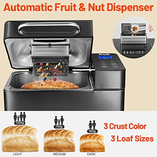 KBS 17in1 Bread MakerDual Heaters, 710W Bread Machine Stainless