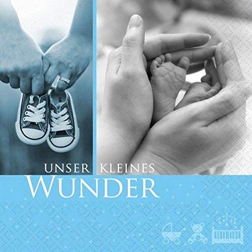20 Servietten Happy Moments Boy - Glückliche Augenblicke Junge/Baby/Taufe/Geburt 33x33cm