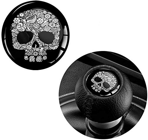 Biomar Labs 1 x 3D Silicone Universal Shift Gear Lever Knob Cover Sticker Diameter 30mm Decal Round Flower Skull Emblem Auto Tuning S 67